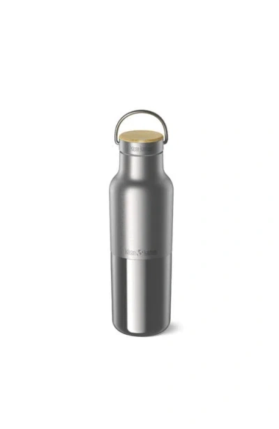 Klean Kanteen 16oz Everyday Insulated Water Bottle With Wooden Cap In Silver