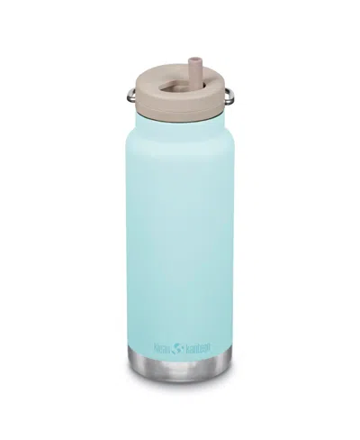 Klean Kanteen Stainless Steel Insulated Tkwide Bottle W Straw Twist Cap 32oz In Blue Tint