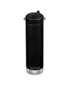 Klean Kanteen Stainless Steel Insulated Tkwide 20oz Bottle With Silicone Straw Twist Cap In Black