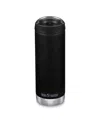 Klean Kanteen Stainless Steel Insulated Tkwide 12oz Bottle With Silicone Straw Twist Cap In Black