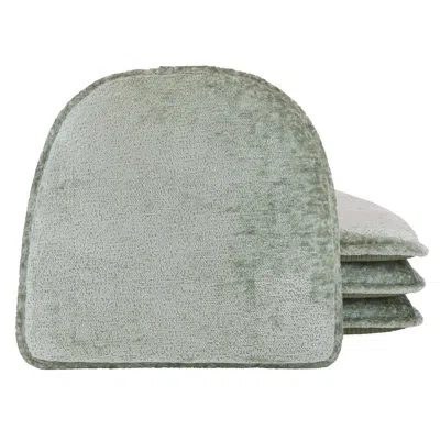 Klear Vu The Gripper Non-slip Plush Designer Dining Kitchen Chair Pads, 15" X 16" X 2", Set Of 8 In Celadon