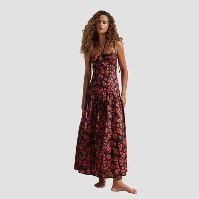 Kleid Aisha Maxi Dress In Poppy Black In Multi