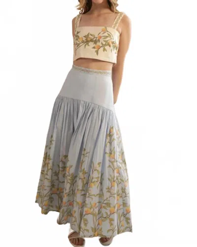 Kleid Aisha Maxi Skirt In Orange Border Blue In Multi