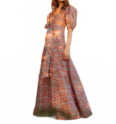Kleid Floral Maxi Dress In Terracotta And Blue In Multi