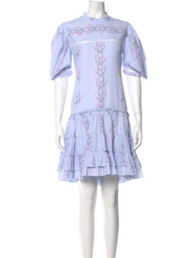 Pre-owned Kleid Floral Print Knee-length Dress In Blue