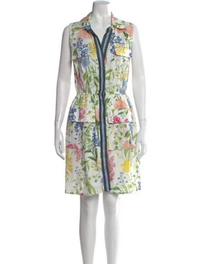 Pre-owned Kleid Floral Print Knee-length Dress In Green