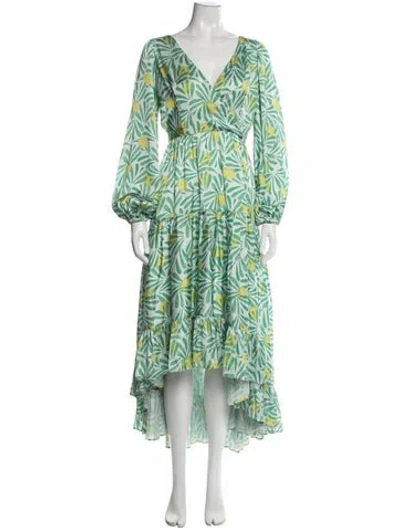 Pre-owned Kleid Floral Print Long Dress In Green