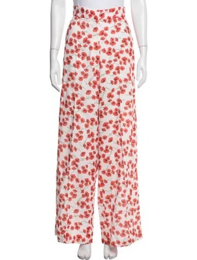 Pre-owned Kleid Floral Print Wide Leg Pants W/ Tags In Red