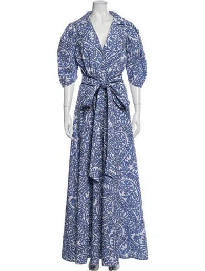 Pre-owned Kleid Paisley Print Long Dress In Blue