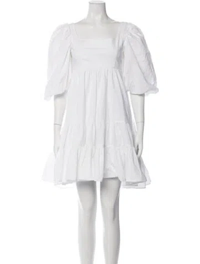 Pre-owned Kleid Square Neckline Mini Dress In White