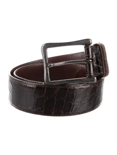 Pre-owned Kleinberg Sherrill Alligator Belt In Brown