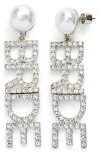 Kleinfeld Crystal Bride Faux Pearl Drop Earrings