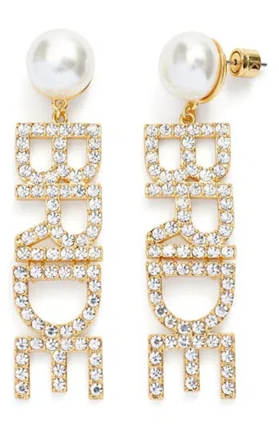 Kleinfeld Crystal Bride Faux Pearl Drop Earrings