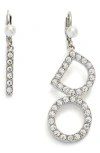 Kleinfeld 'i Do' Crystal & Faux Pearl Mismatch Drop Earrings