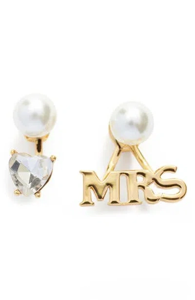 Kleinfeld Mrs Crystal & Faux Pearl Front/back Earrings