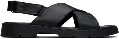 Kleman Black Ilot Oak Sandals In Noir