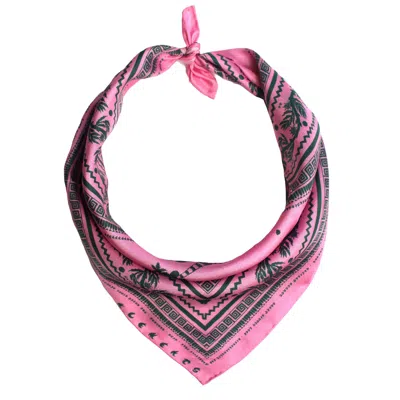 Klements Women's Black Bandana Scarf In Ancient Hearts In Pink