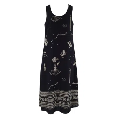 Klements Women's Black Fleet Dress In Ancient Hearts Silk