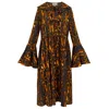Klements Women's Black Morhav Silk Dress In Tortoise Shell Print In Black