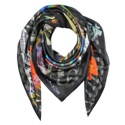 Klements Women's Black Natural History Silk Scarf In Gold