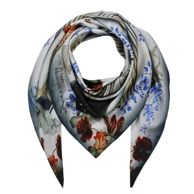Klements Women's Blue British Museum Giant Silk Scarf In Brown