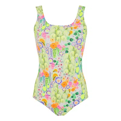 Klements Women's Green Swimsuit In Flowers Of The Nile