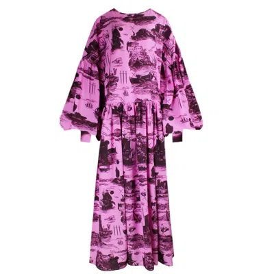 Klements Women's Pink / Purple Dusk Dress In Doomed Voyage Print, Sorbet & Port