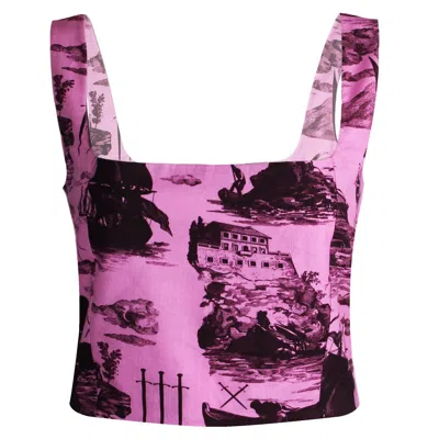 Klements Women's Pink / Purple May Bodice Top In Doomed Voyage Print, Sorbet Pink & Port In Pink/purple