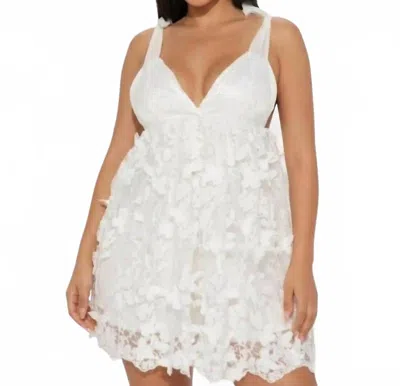 Klesis 3d Butterfly Applique Tie Shoulder Dress In White