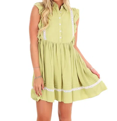 Klesis All I Could Ask For Mini Dress In Dusty Lime In Multi