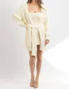 Klesis Angora Mini Dress And Cardigan Set In Ivory In Multi