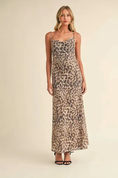 Klesis Barely Tamed Slip Dress In Leopard Print In Multi