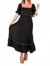 Klesis Brynn Short Sleeve Maxi Dress In Black/cream In Black