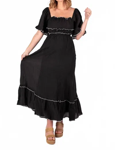 Klesis Brynn Short Sleeve Maxi Dress In Black/cream