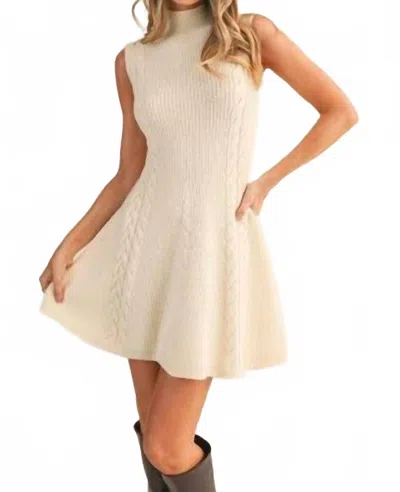 Klesis Cable Knit Mini Dress In Cream In White