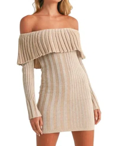 Klesis Carefree Kiss Off Shoulder Mini Dress In White/taupe In Multi