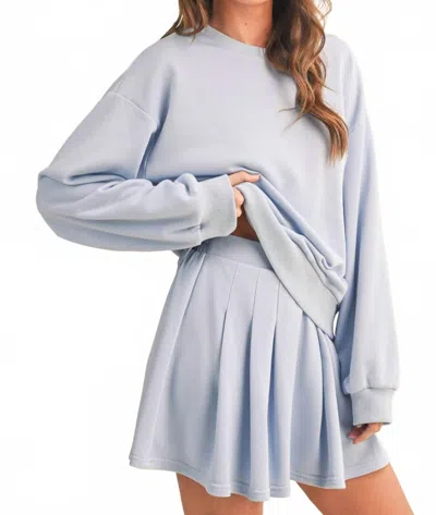 Klesis Crewneck Sweatshirt & Pleated Skirt Set In Baby Blue