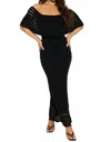 Klesis Crochet Off-shoulder Maxi Dress In Black In Black