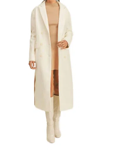 Klesis Double Standard Long Color Block Coat In Ivory/beige In Multi
