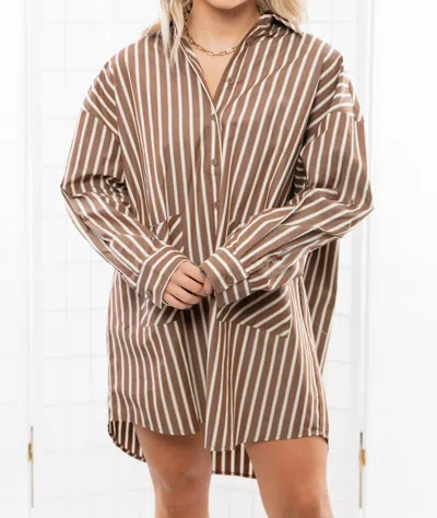 Klesis Easy Oversized Shirt Dress In Brown