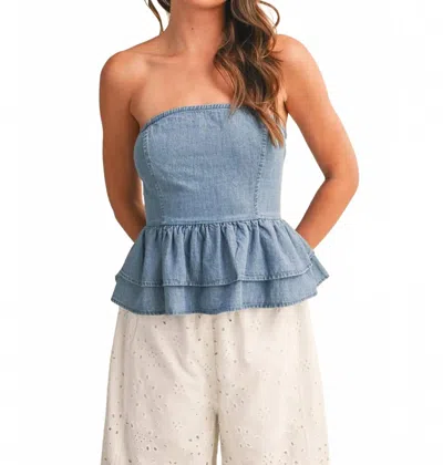 Klesis Everly Tie Back Top In Denim In Blue