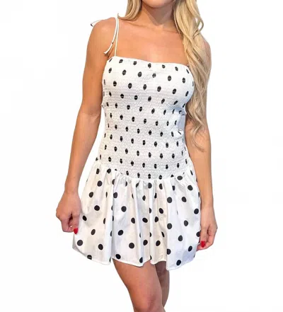 Klesis Evie Polka Dot Mini Dress In White/black