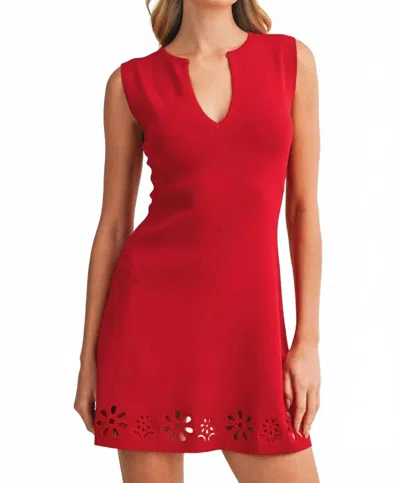 Klesis Eyelet Mini Dress In Red