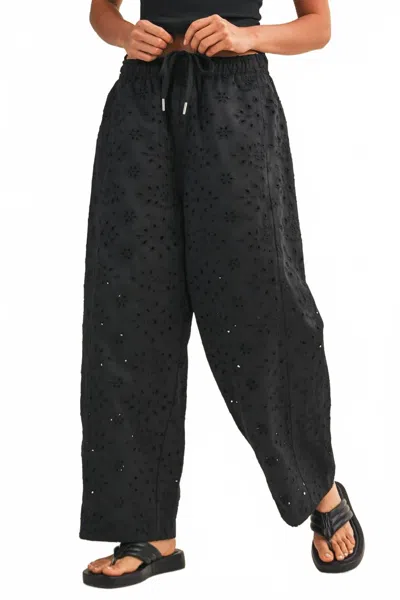 Klesis Eyelet Wide Leg Pants In Black