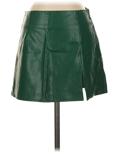 Pre-owned Klesis Faux Leather Skirt In Green
