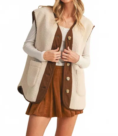 Klesis Fleece Button Vest In Cream In Neutral