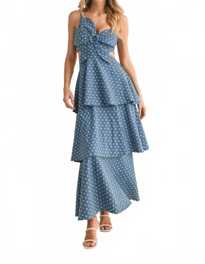 Klesis Floral Cutout Dress In Denim In Blue
