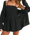 Klesis Gauze Long Sleeve Top In Black In Animal Print
