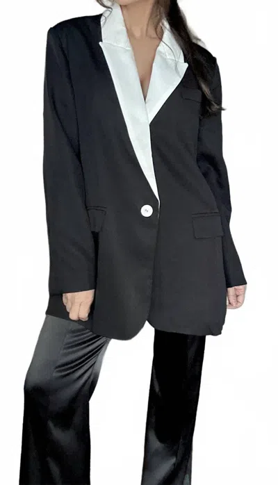 Klesis Genevieve Boyfriend Blazer In Black/white