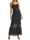 Klesis Gracia Tiered Ruffled Lace Maxi Dress In Black In Black